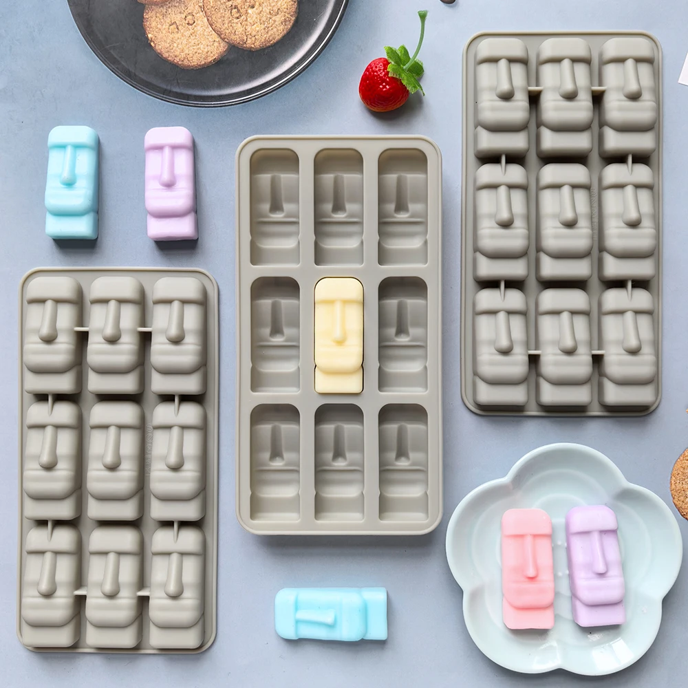 1pc Creative Easter Island Stone Statue Shape Ice Grid Mold DIY Chocolate Ice Whiskey Cocktail Beer Ice Tray