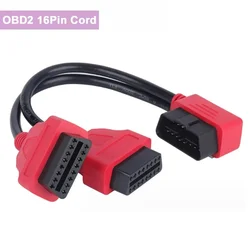 Red Color OBD2 Adapter Extension Cable OBD 16Pin Connector Auto Scanner Male to 2pcs Female 12V Car Use 16 Pin Core Splitter