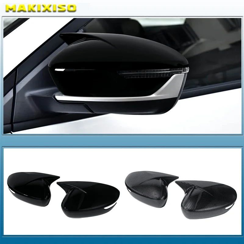A Pair Horn Style Glossy Black Style Rear View Side Mirror Cover Caps Fit For Geely Coolray 2023 2024