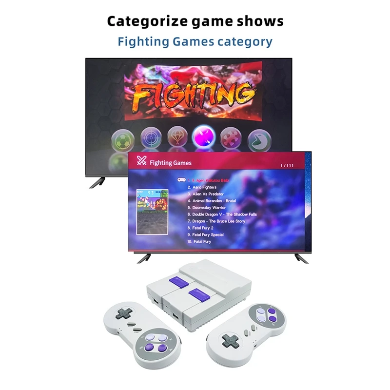 For SNES821 Retro Game Console Wired Double Mini Game Console TV Game Console Built-In 821 Games US Plug