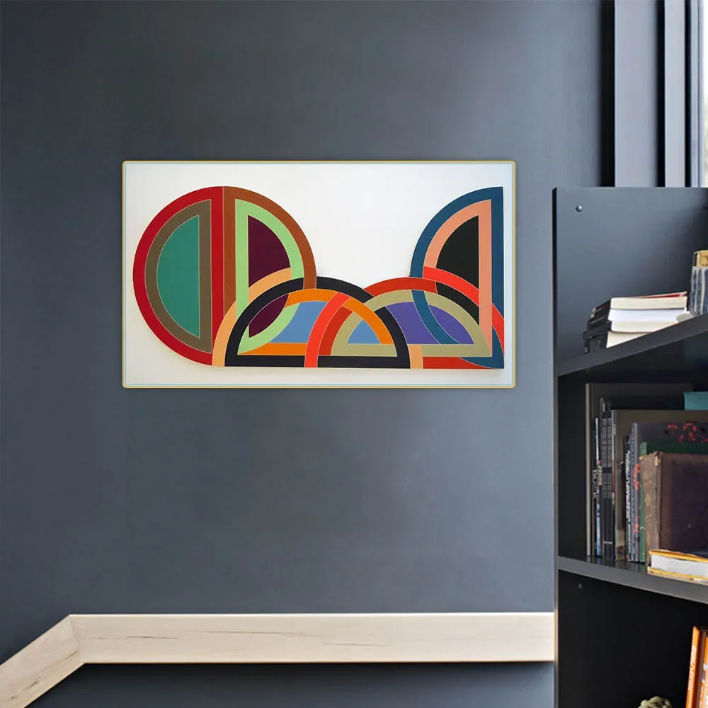 Frank Stella《Isfahan ,1969》Canvas Art Oil Painting Minimalism Artwork Poster Picture Backdrop Wall Hanging Decor Home Decoration