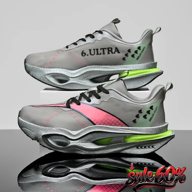 Men Running Shoes Air Cushion Jogging Shoes Carbon Board Marathon Sports Breathable Lightweight Women's Nonskid Casual Sneakers