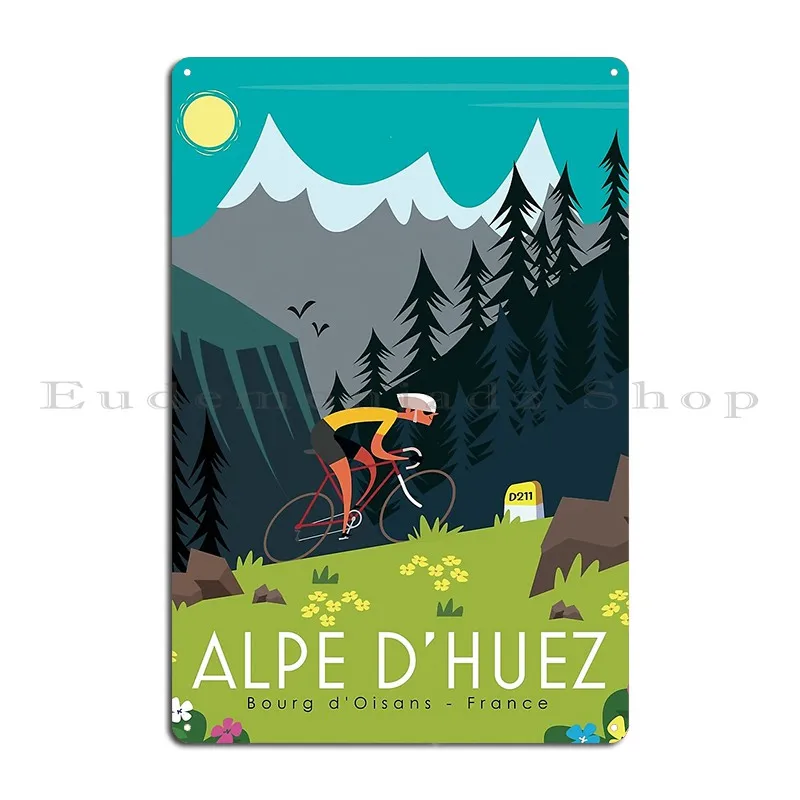 Alpe D Huez Cycling Poster Metal Sign Wall Mural Personalized Cinema Wall Decor Club Tin Sign Poster