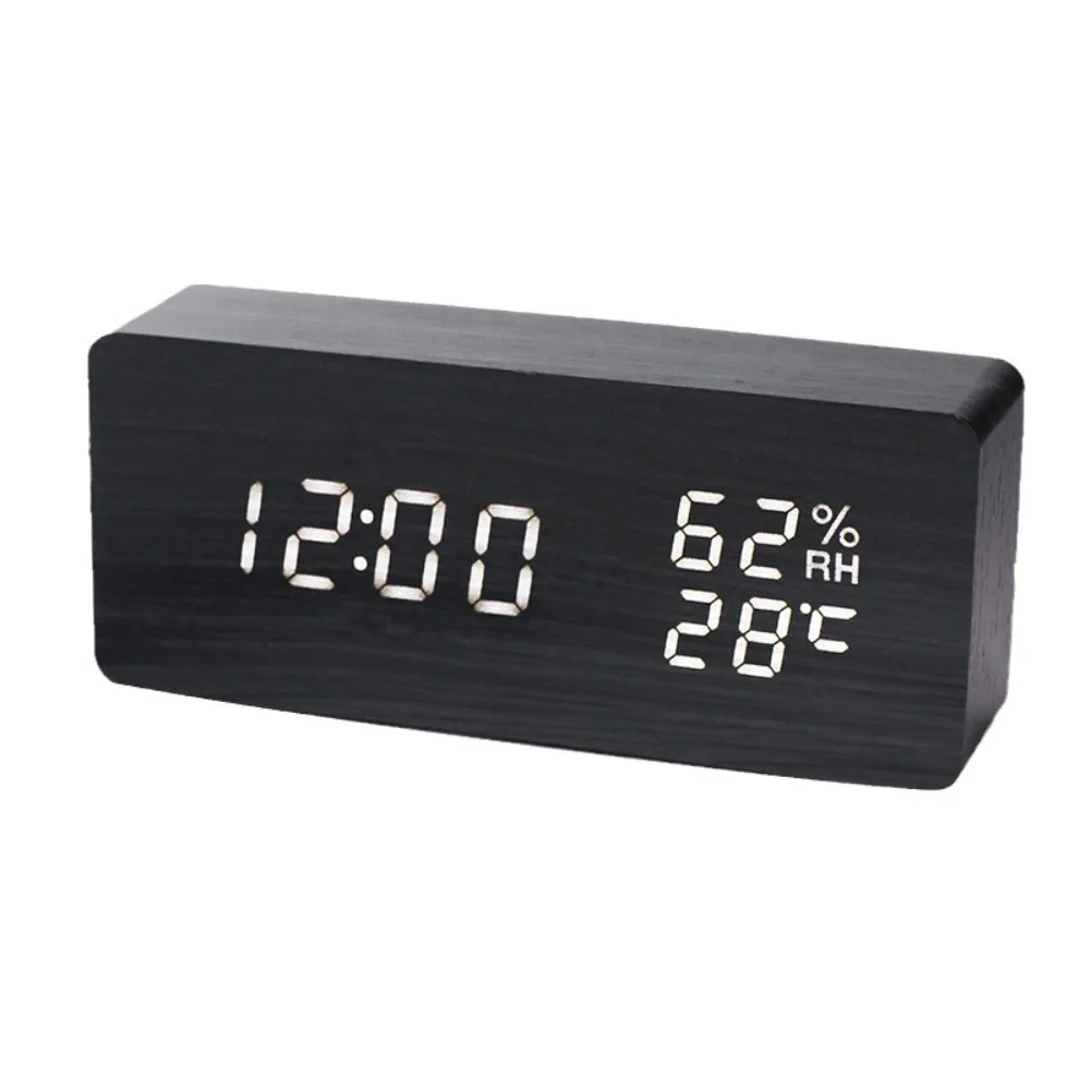 For Office For Home Smart LED Clock Home Decoration 15 7 4cm Stylish Wooden Clock For Home Office MDF Construction