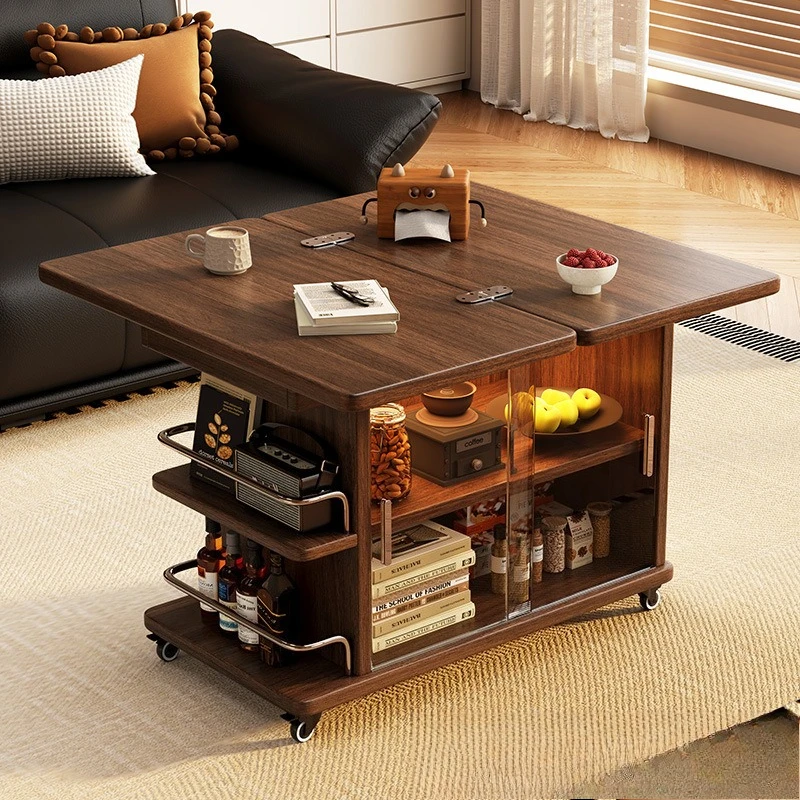 high end sofa side cabinet minimalist side table, living room modern movable multifunctional cart, foldable side