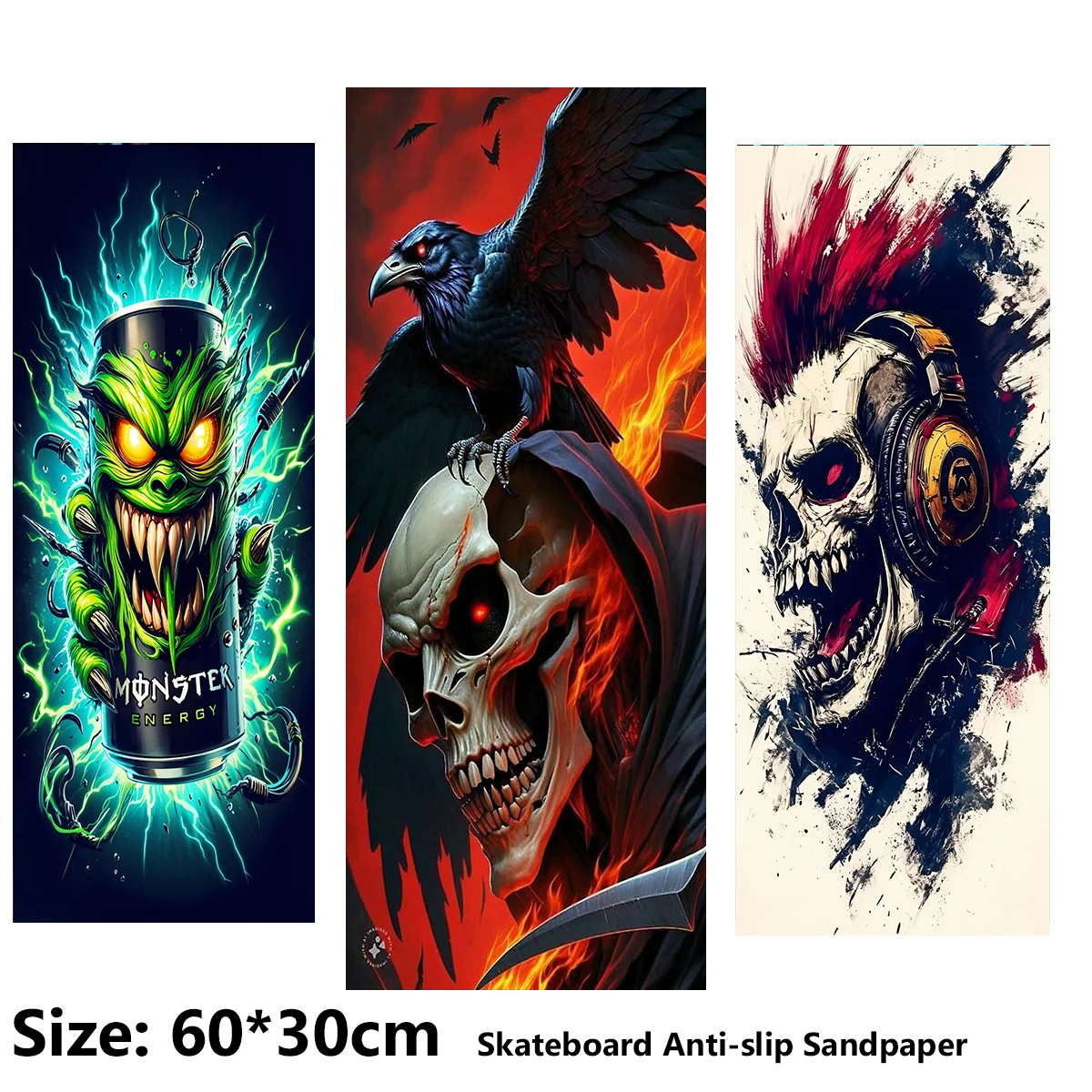 

Sexy Skeleton Horror Colorful Face Skull Pattern Electric Scooter Anti-slip Sticker Sandpaper Skateboard Grip Tape Sheet 60*30cm
