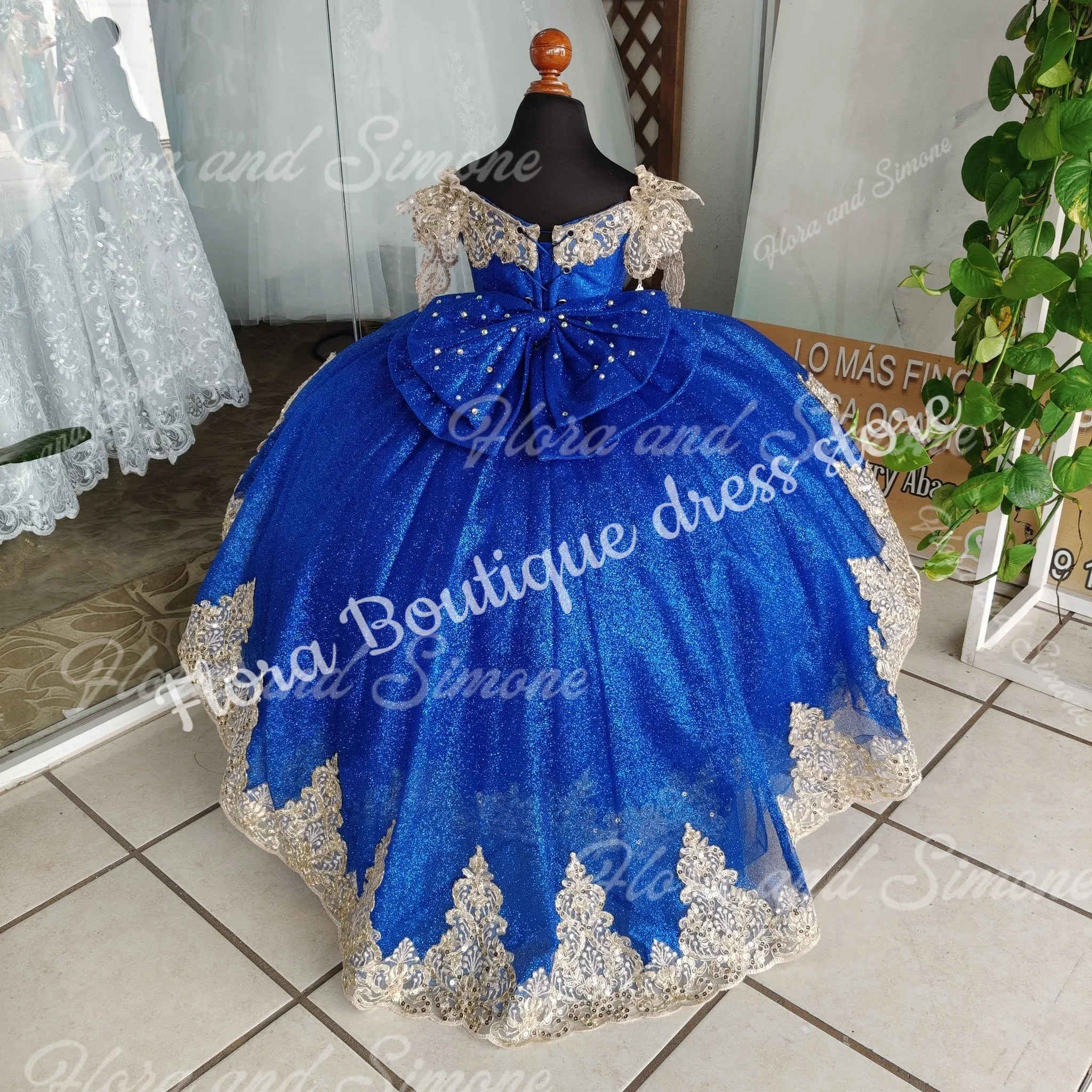 فستان فتاة الزهور الأزرق المخصص لحفلات الزفاف ثلاثية الأبعاد مزين بالتول منتفخ مع فيونكة للأطفال وحفلات أعياد الميلاد الأولى فستاين سهرة/فساتين الحفلات #2