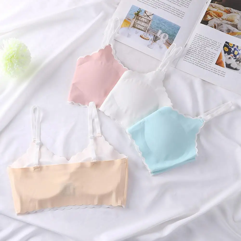 Sujetador cómodo para mujer, sujetador de entrenamiento acolchado suave para chicas adolescentes con correas ajustables, inalámbrico, transpirable para estudiantes para el desarrollo