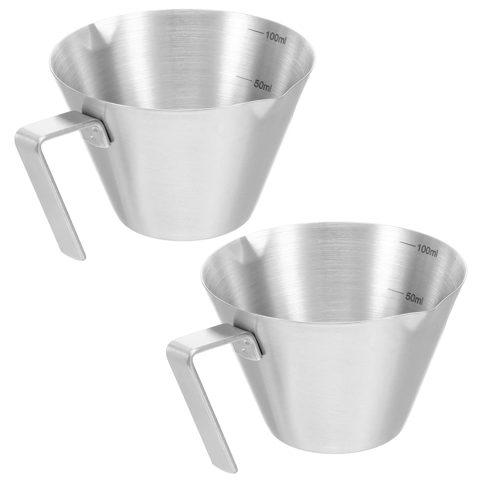 

2pcs Stainless Steel Measuring Cup 3.4Oz/100Ml Double Spout Espresso Shot Cup For Coffee Latte Art Baking Dishwasher Safe Metal