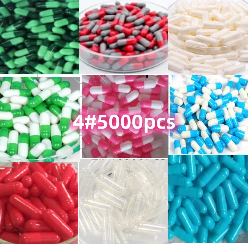 4# Empty Capsule 5000PCS/Standard Multiple colors Size 4# Empty Gelatin Capsule Shell Hollow Seperated/Joined Custom bottling