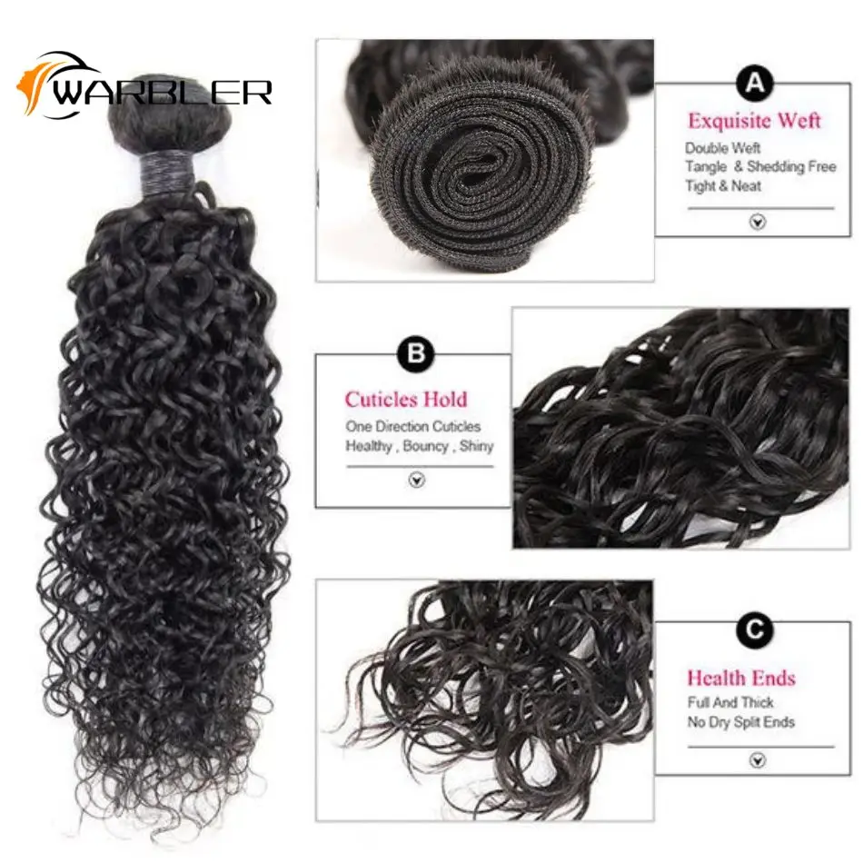 Water Wave 3 Bundles with Closure 20 Human Hair 100% Unprocessed  with13×4 Lace Closure with Baby Hair Free Part Natural Color