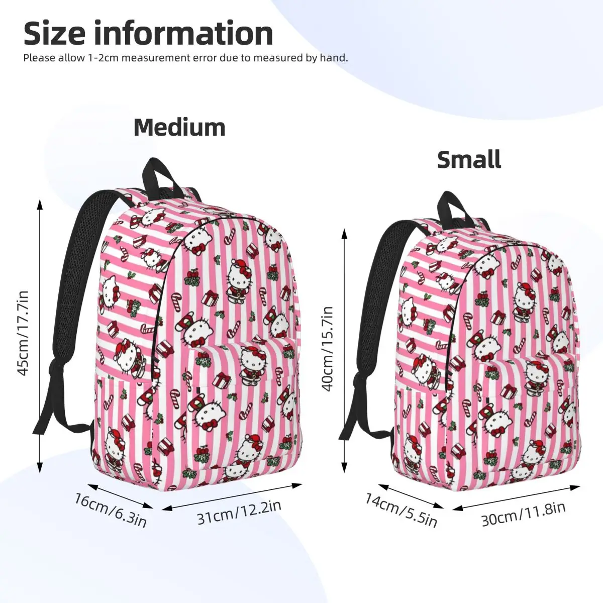 Santa Hello Kitty para homens, mulheres, estudantes, escola, mochila, meio, alto, faculdade, presente