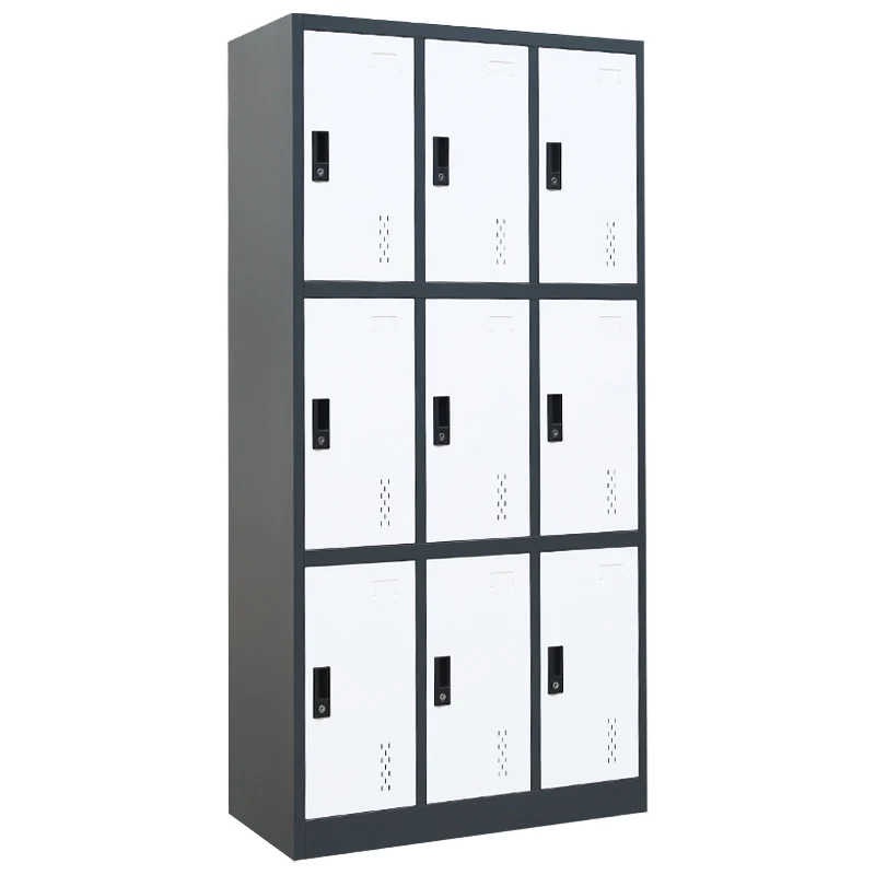 #￥12-Door Cold Rolled Steel School Locker with Key Lock Combination Lock Knock-down Structure Floor Mount for GymOffice Home Use