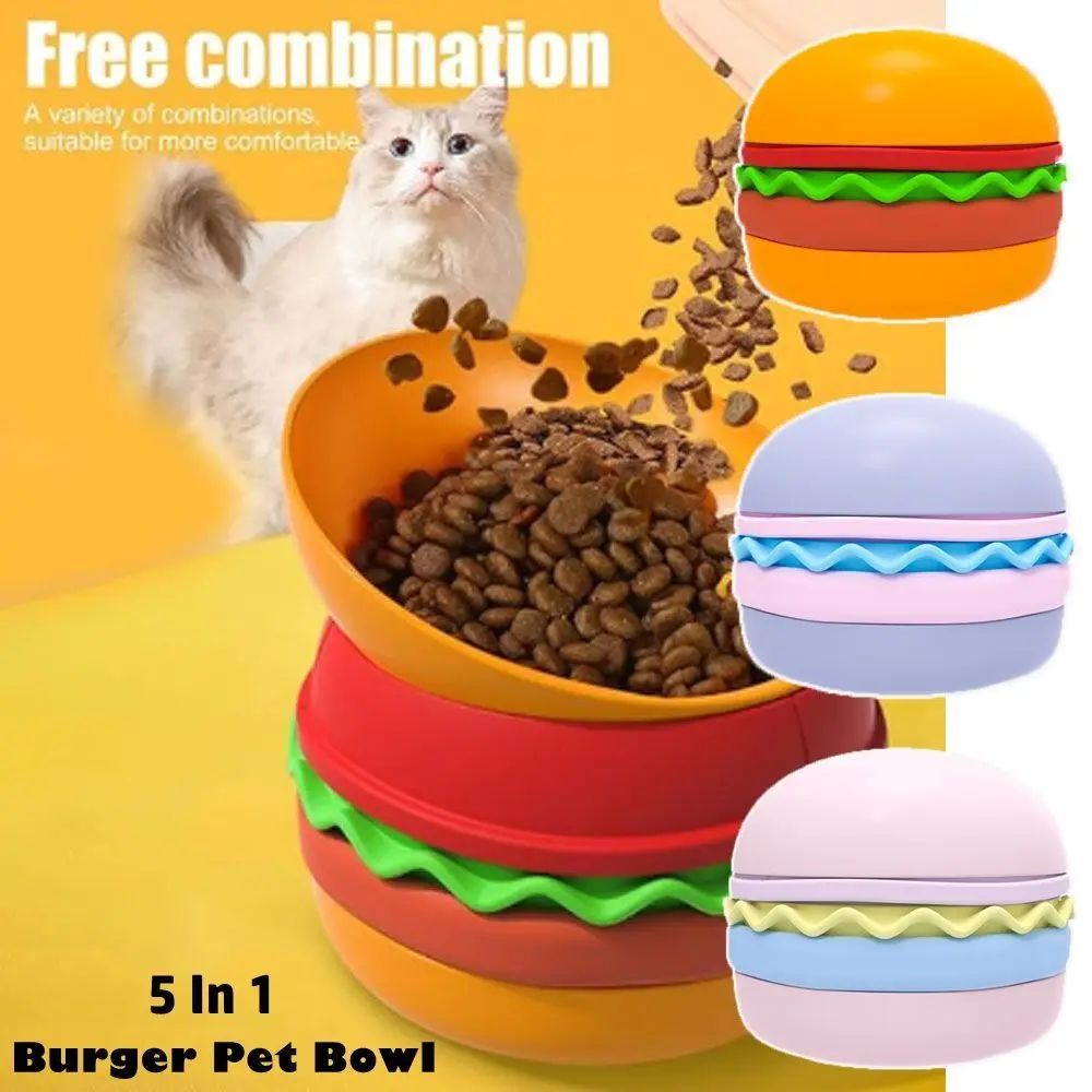 

Creative Gift 5 In 1 Cat Bowls Set Multifunctional Portable Stackable Cat Bowls Set Multicolor Cat Feeder Bowl Travel