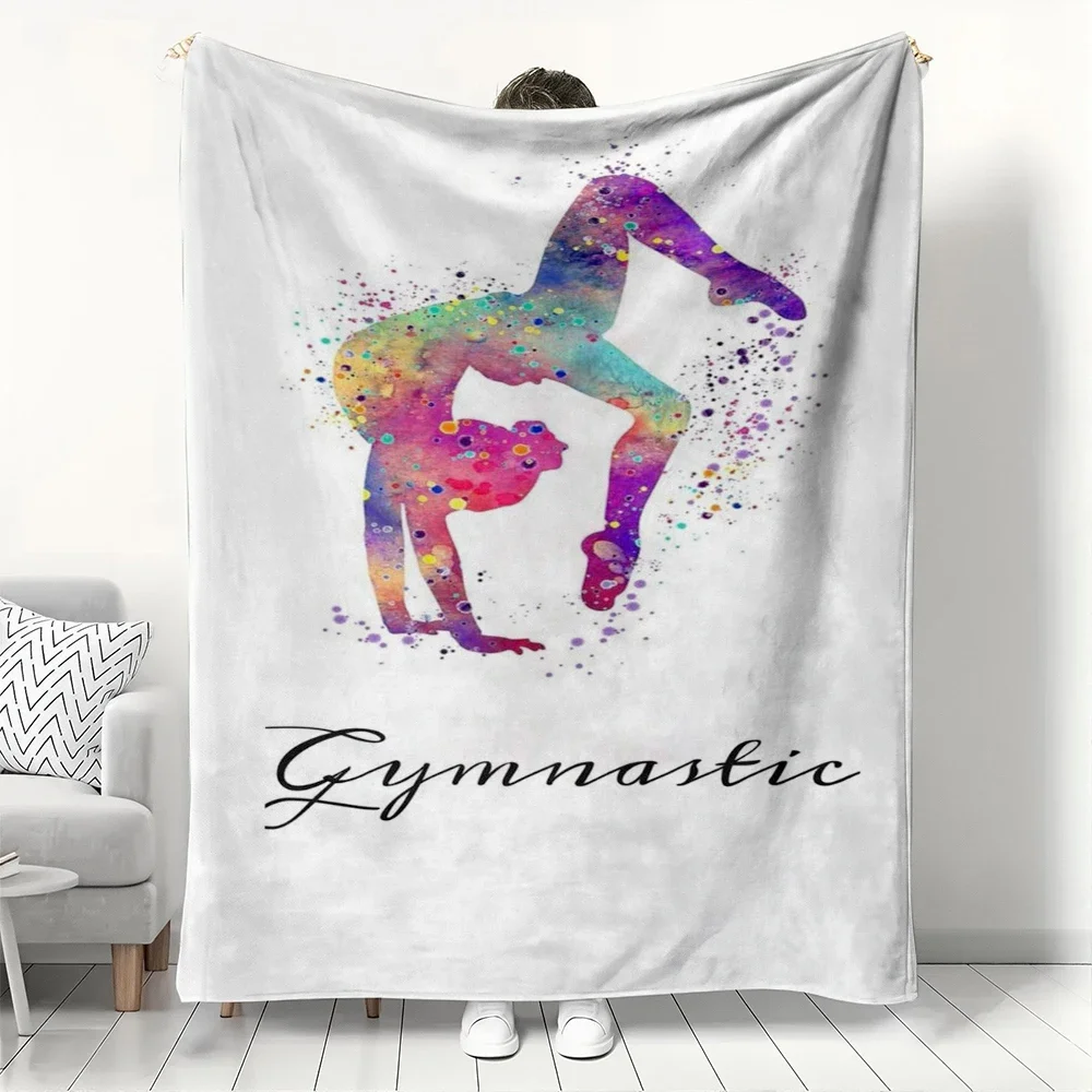 Vibrant Watercolor Gymnast Flannel printed blanket suitable for all seasons suitable for living room office sofa and travel
