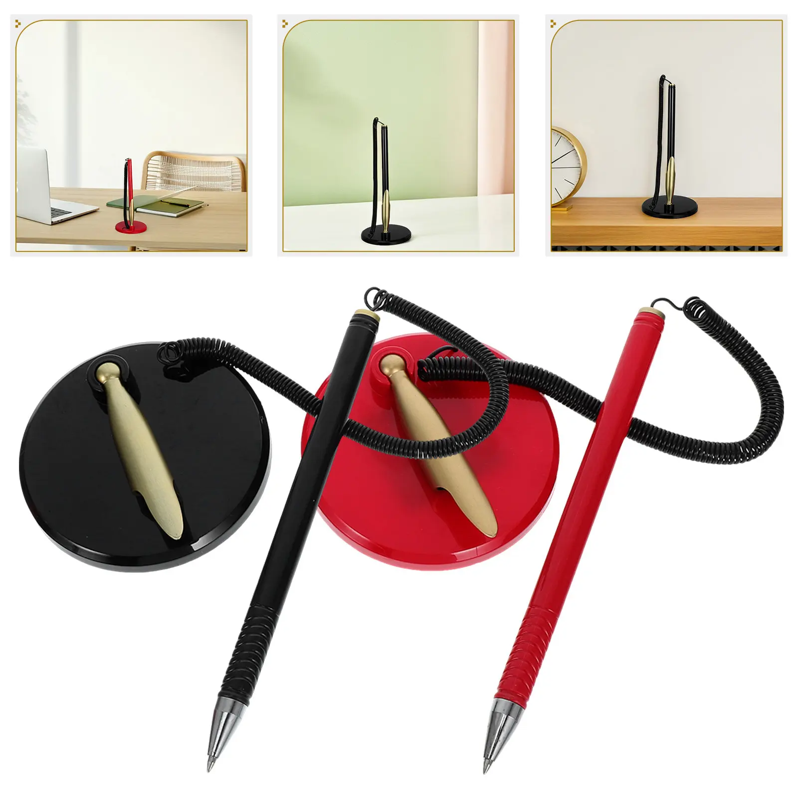 

4Pcs Sophisticated Desk Pen with Stable Round Base for Wedding Sign in Guest Book Ceremony Business Meeting Home Office Supplies