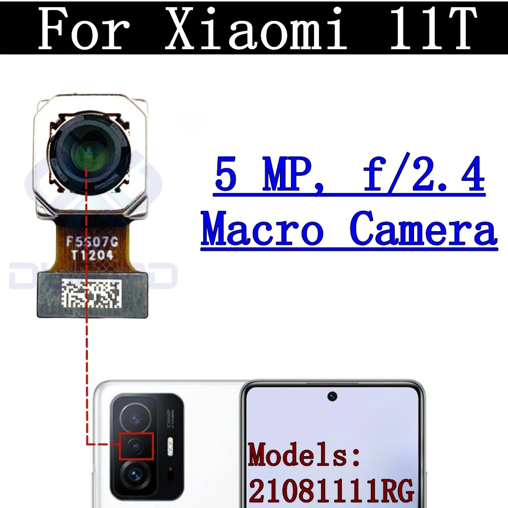 Rear Camera Flex Cable For Xiaomi 11T Mi 11T 21081111RG Front Selfie Small Facing Main Back Camera Glass Lens Frame