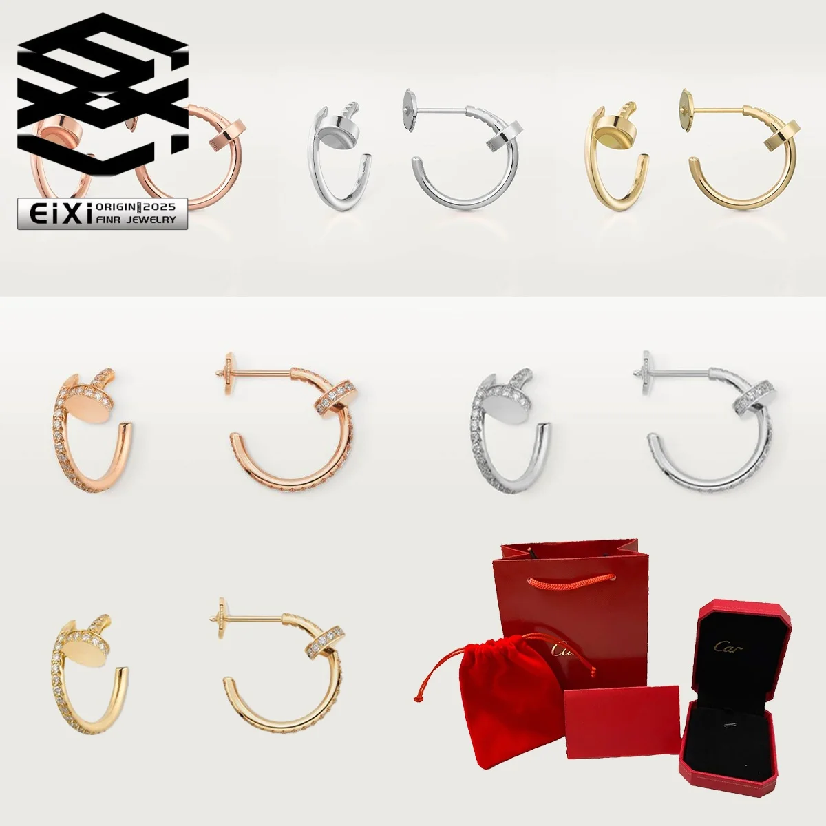 

Classic Luxury S925 Nail Zircon Earnail High Quality Banquet Party Versatile Jewelry Gift Box Set - Birthday Gift