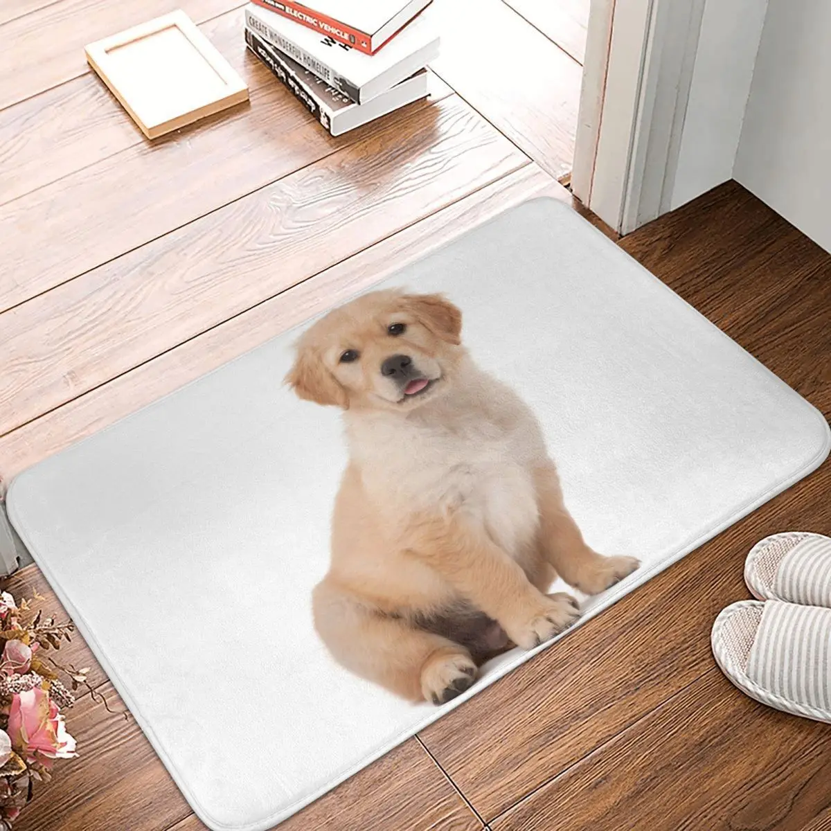 Golden Retriever Puppy Bath Mat Anti Slip Dog Toilet Pad Quick Dry for Shower Home Entrance Floor Mat Waterproof Bathroom Carpet