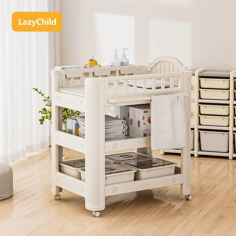 LazyChild Movable Baby Diaper Table Safety Stable Baby Touch Silent Nursing Table Changing Diaper Newborn Bath Crib DropShipping