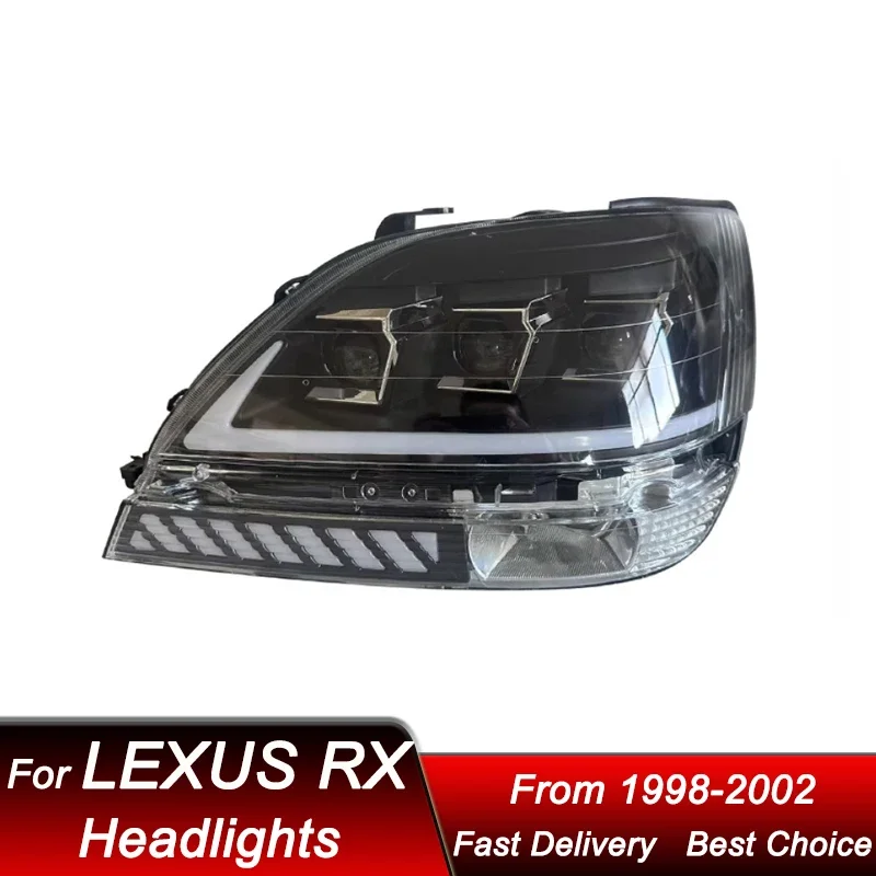 

Поп-автомобильные фары для Lexus RX RX300 1998-2002, новый стиль, полностью светодиодная сборка, обновление, объектив проектора с высокой настройкой, аксессуары Ki