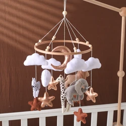 Baby Crib Mobile Rattle Toy Animal Lion Bed Bell Wooden Mobile Hanging Rattle Toy Hanger Mobile Bed Bell Wood Holder Arm Bracket