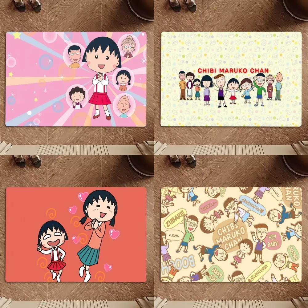 Cartoon Chibi Maruko Chan Cute Floor Mat Bedroom Kitchen Door Bath House Super Absorbent Foot Non-slip