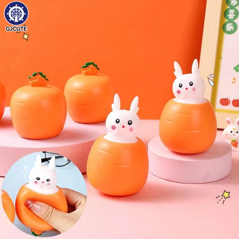 1Pc Decompression Vent Toy Cute Cartoon Carrot Rabbit Cup Squeeze Toys Stress Relief Toys Children Kids Antistress Toy Gifts