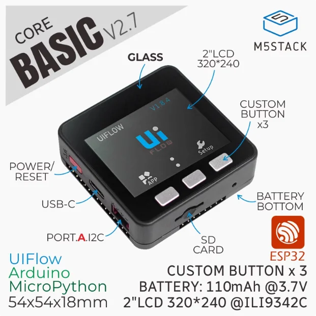 Official M5Stack Basic Core v2.7 IoT Suite ESP32 IoT Development Tool