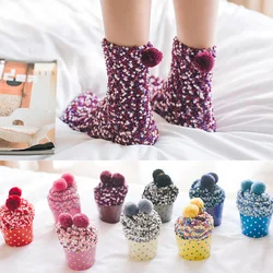 New Women Colourful Warm Thick Sock Cute Autumn Winter Lady Girl Middle Tube Floor Socks For Women