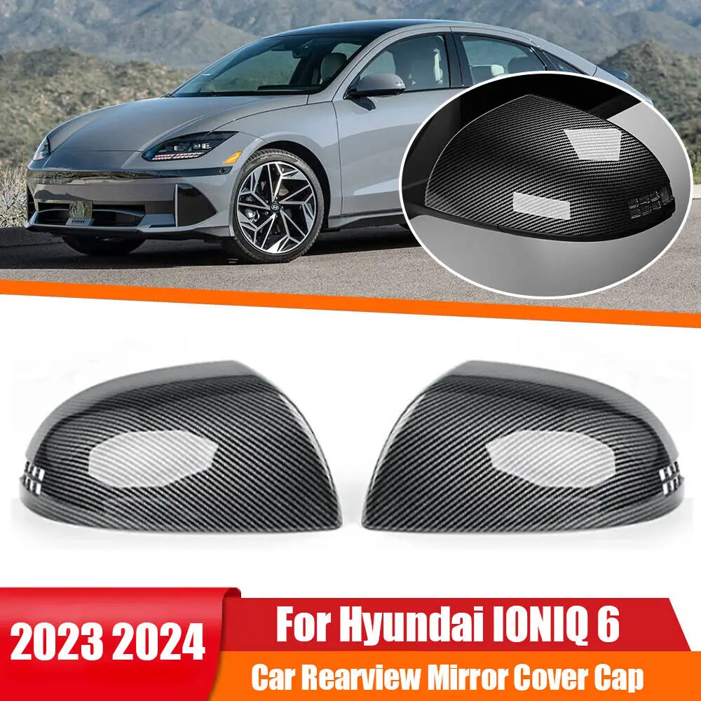 

Для Hyundai IONIQ 6 2023 2024, автомобильная наклейка, крышка бокового зеркала заднего вида, крышка крыла, внешняя дверь, задний вид, накладка из углеродного волокна, АБС-пластик