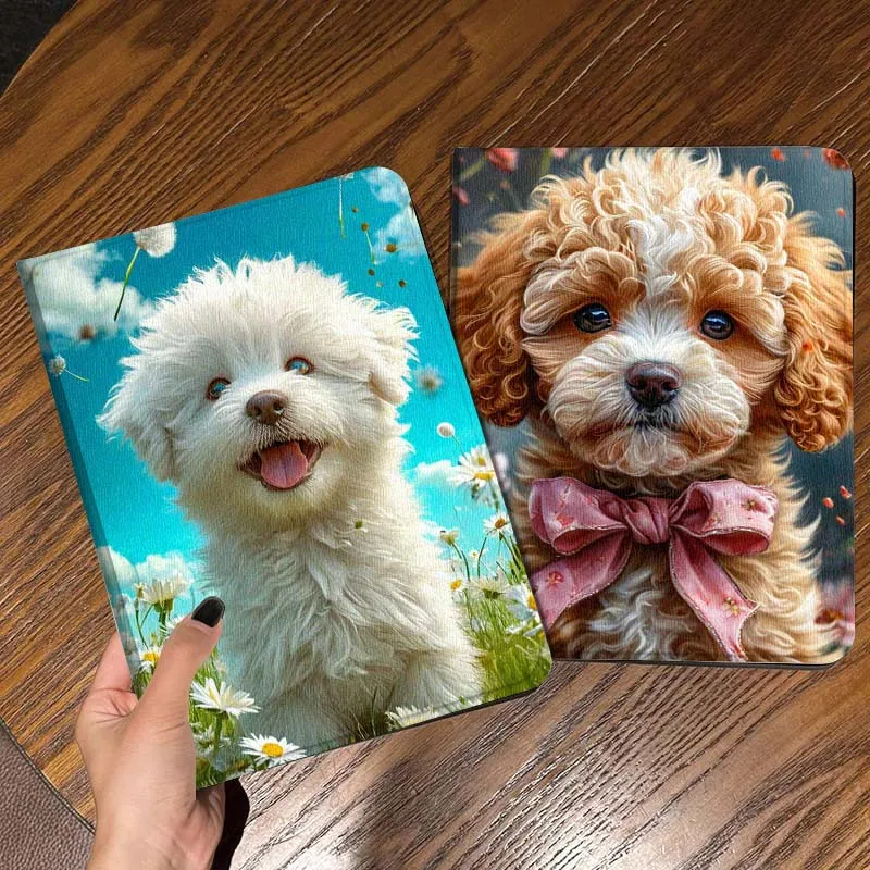 

Dog Flower Cartoon Cute Art For iPad Pro Air Mini 2 3 4 5 6 7 6th 7th 10th 11th 10.2 9.7 10.5 11 Foldable Tablet Case Gift
