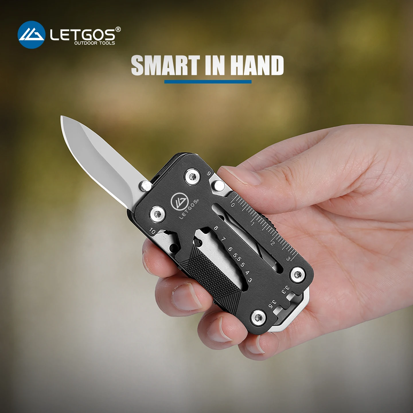 LETGOS Mini Pocket Knife 12-in-1 Multitool, EDC Folding Survival Tool for Outdoor Camping Hiking, Cool Gift for Men Dad