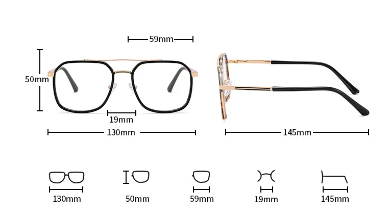 Lunettes Lecture Anti-Bleue Carrées Oversize - Cadre Métal Rétro Femme +2.5 Black