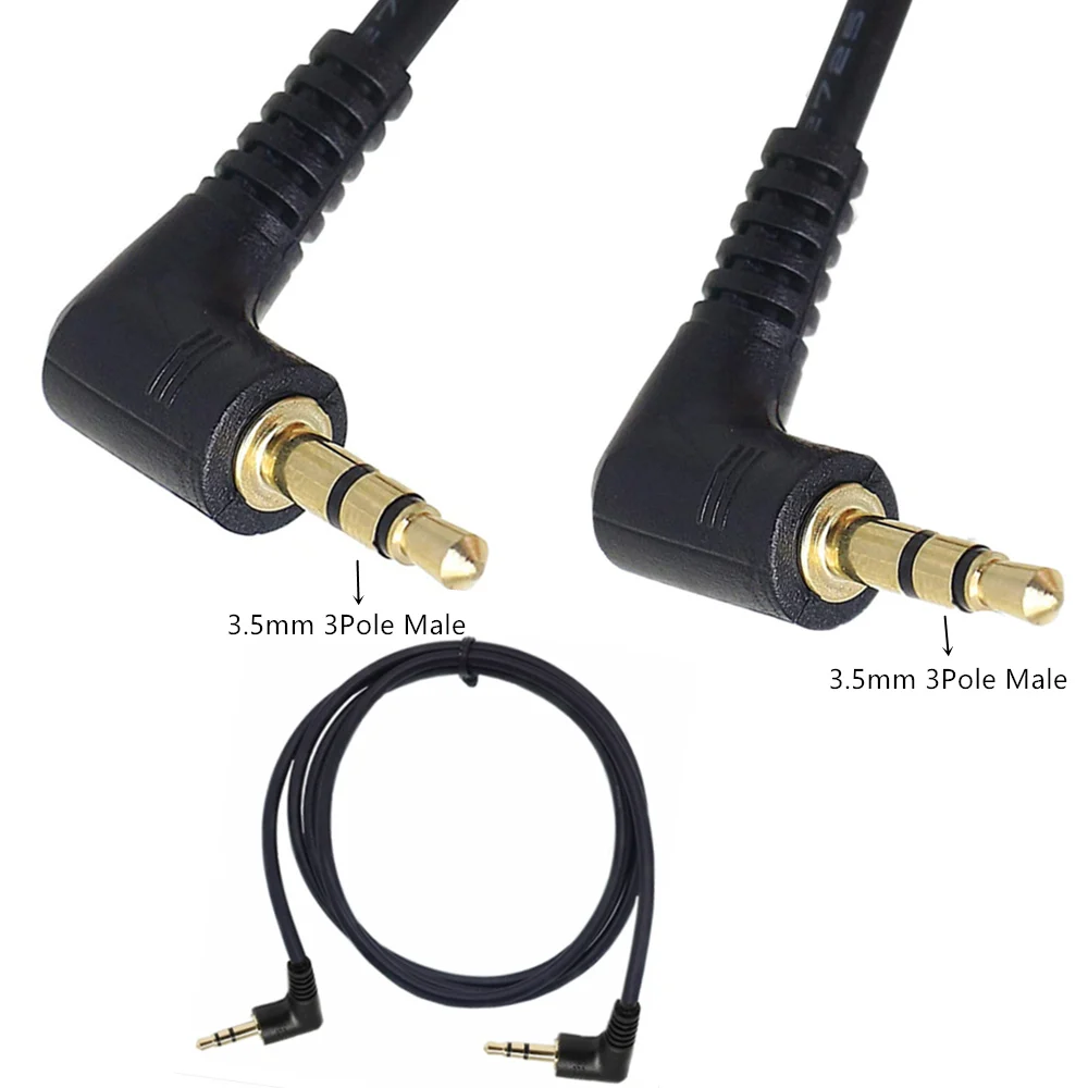 Nku 3.5mm TRS Aux Cable Gold Plated 90 Degree Angled 3.5mm Male-Male Stereo Audio Cable for MP3/MP4 Player Speaker Car Music