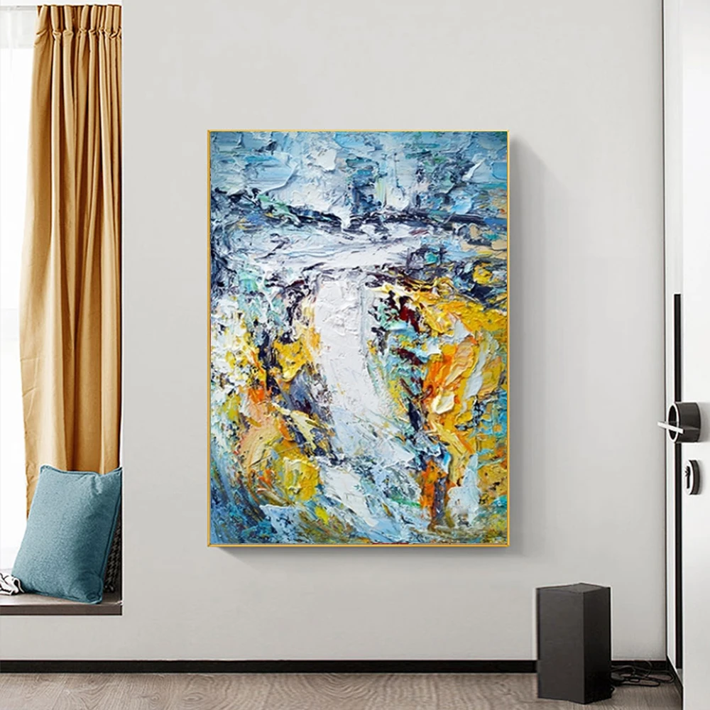 

Handpainted Modern Abstract Thick Acrylic Oil Painting On Canvas Abstract 3D Wall Art Canvas Painting For Living Room Home Decor