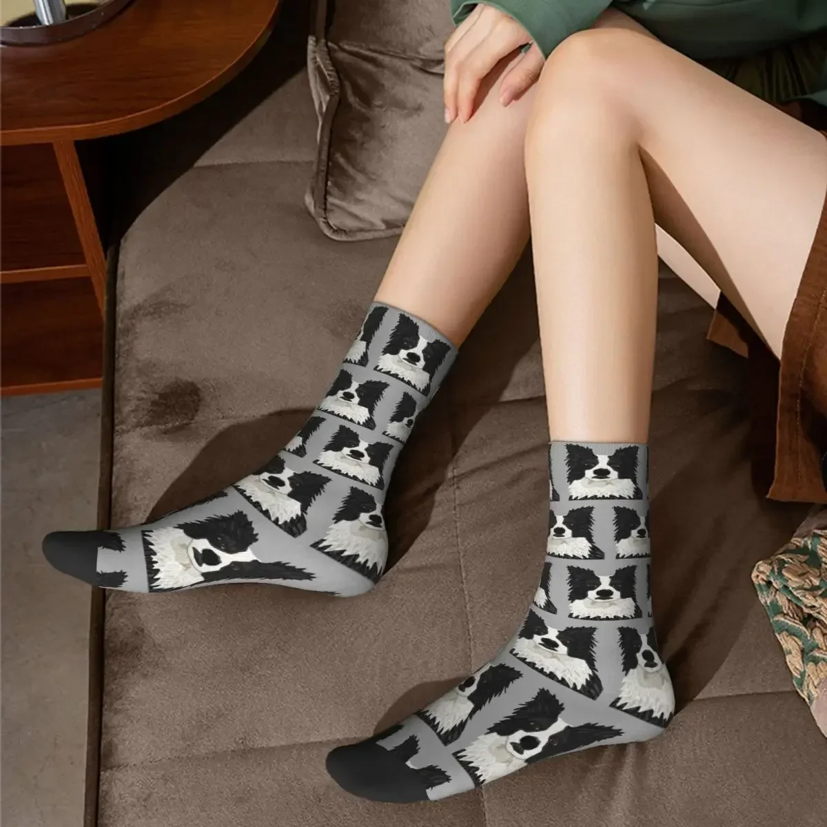 Collie supersuaves-Calcetines para hombre y mujer, medias largas con bordes negros, accesorios para todas las estaciones, regalo de cumpleaños