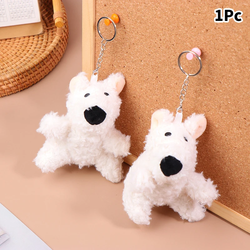 1PC Lovely Cartoon Puppy Plush Toy Stuffed Animal Doll Keychain Plush Doll Toys Car Key Accessories Backpack Pendant Bag Charms