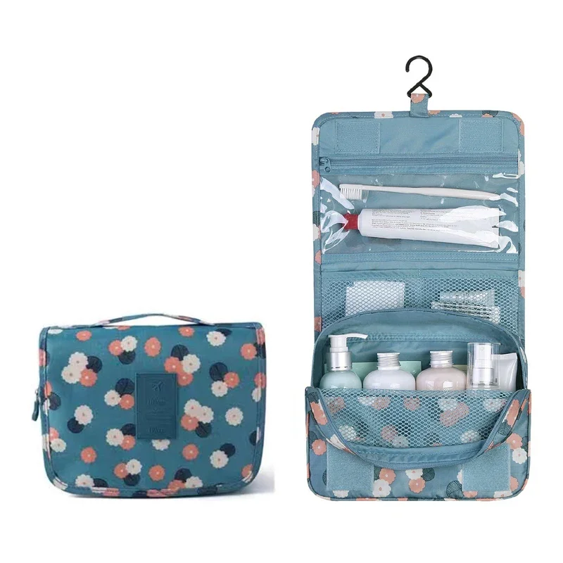 

Waterproof Foldable Travel Toiletry Organizers Bag Women Cosmetic Bag Makeup Bag with Hanging Hook Dry Wet Separation Storage