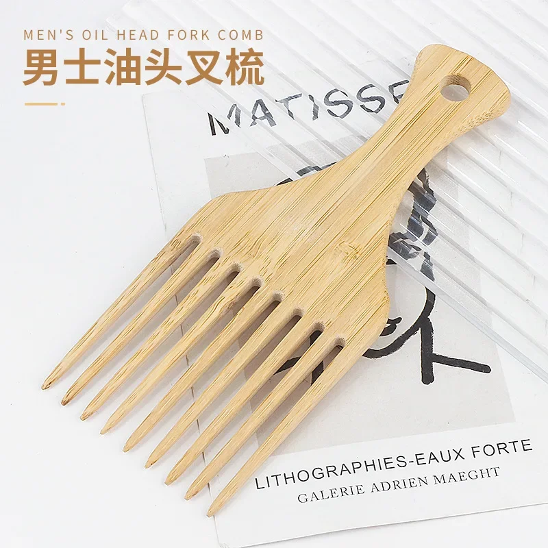 расческа 1Pcs Natural Bamboo Wooden Hair Comb Anti-Static Afro Fork Combs For Women Round Wide Tooth Wood Comb Hair Brush women