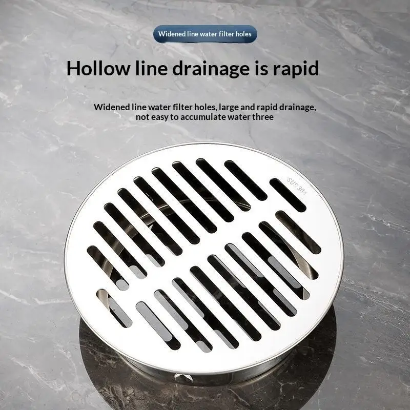 【MA】Stainless Steel Floor Drain Flat Dome Designs Roof Round Anti-Blocking Rust Proof For Bathroom Kitchen Outdoor Use