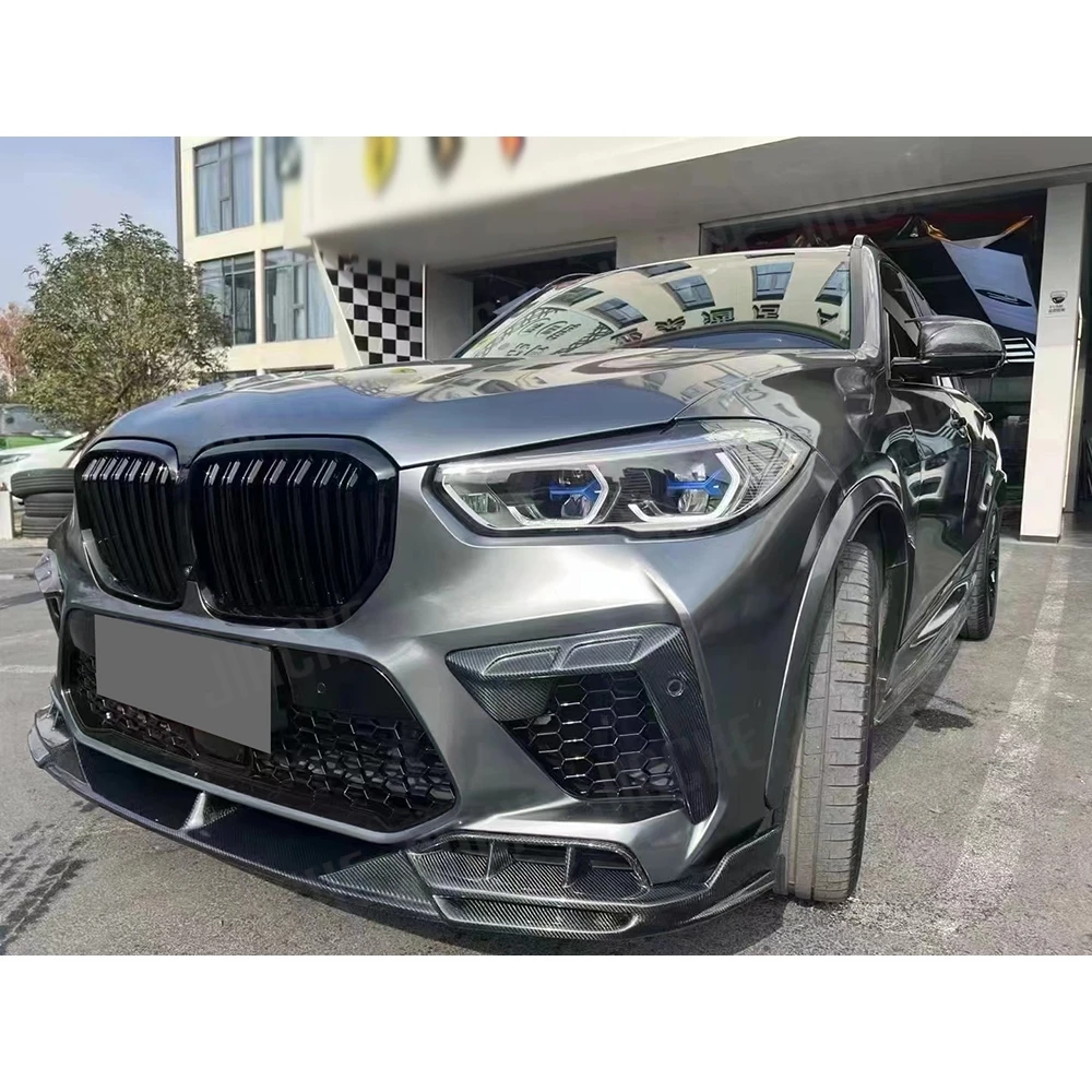 JIACHE Dry Carbon Fiber Front Lip Spoiler For BMW F95 X5M 2019 2020 2021 2022 Head Chin Shovel Bumper Guard Car Accessories