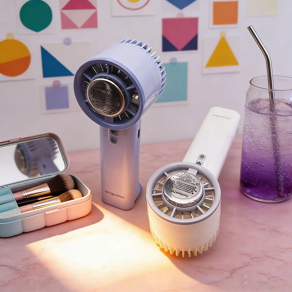 1pcs Semiconductor ice pack refrigeration fan portable handheld fan small desktop charging turbine long endurance high-speed fan