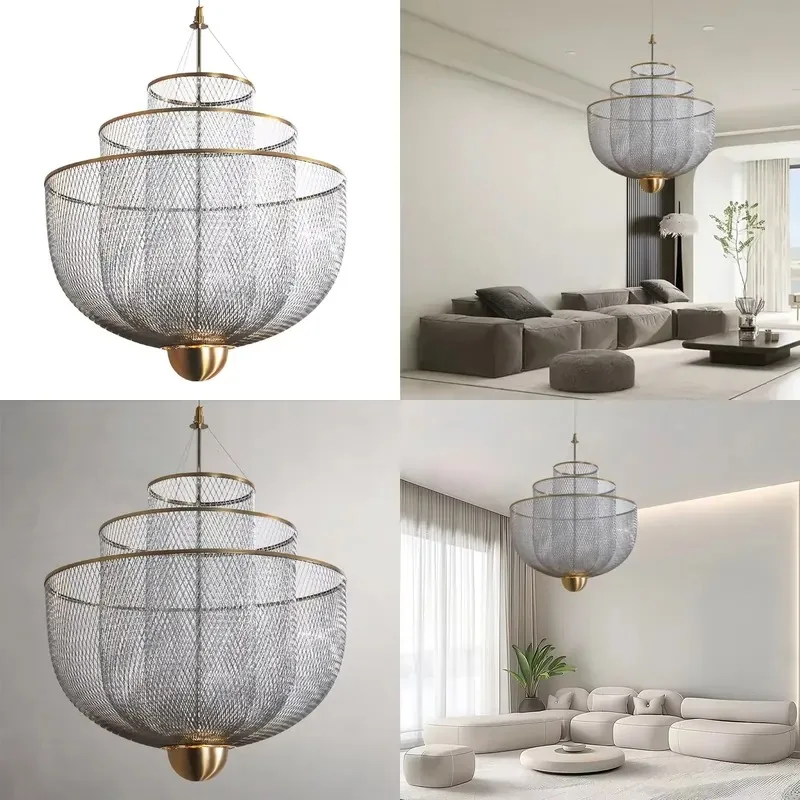 for Vintage Horn Shaped Metal Mesh Chandelier Moroccan Creative Lighting Fixture