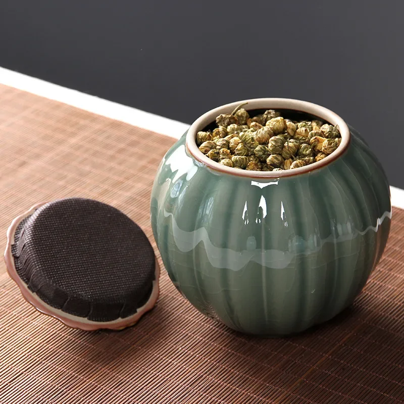 720ml Ice Cracked Tea Can Ceramic Sealed Jar Sealed Container Storage Jar Sugar Jars Animal Urn Tea Set Storage Utensils