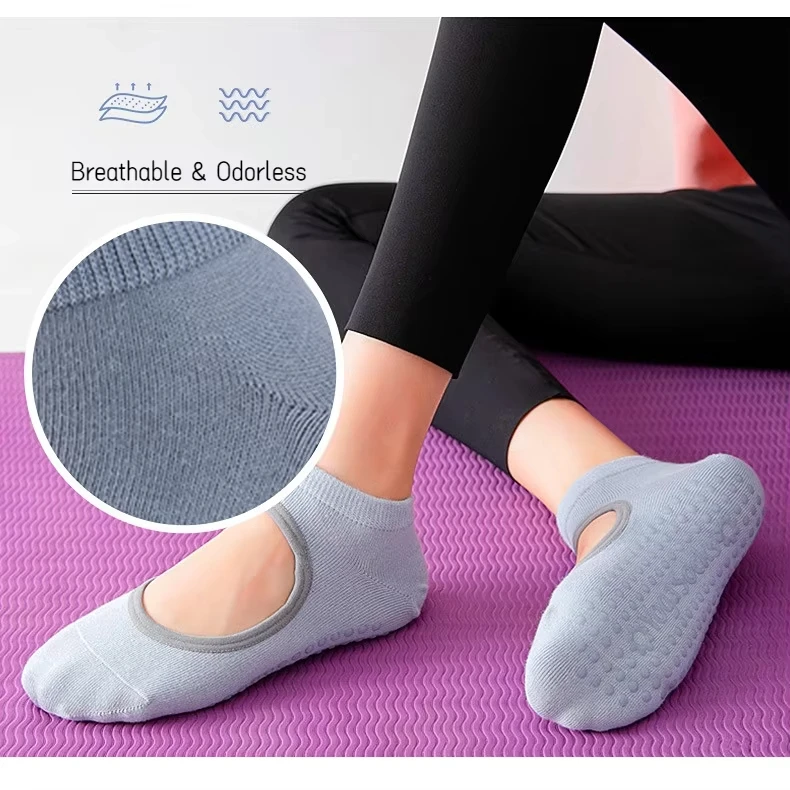

Breathable Ballet Pilates Socks Ladies Professional Yoga Socks Anti-Slip Dancing Ankle Socks for Fitness Gym Sports Comfortable