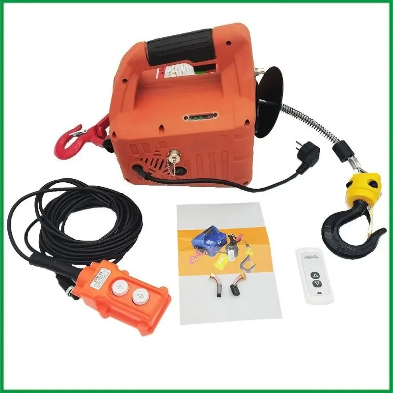 500KG Load Portable Electric Winch Traction Hoist Manual/Remote Control/Wire Control Electric Hoist 220V/110V Hoist Lifting Tool