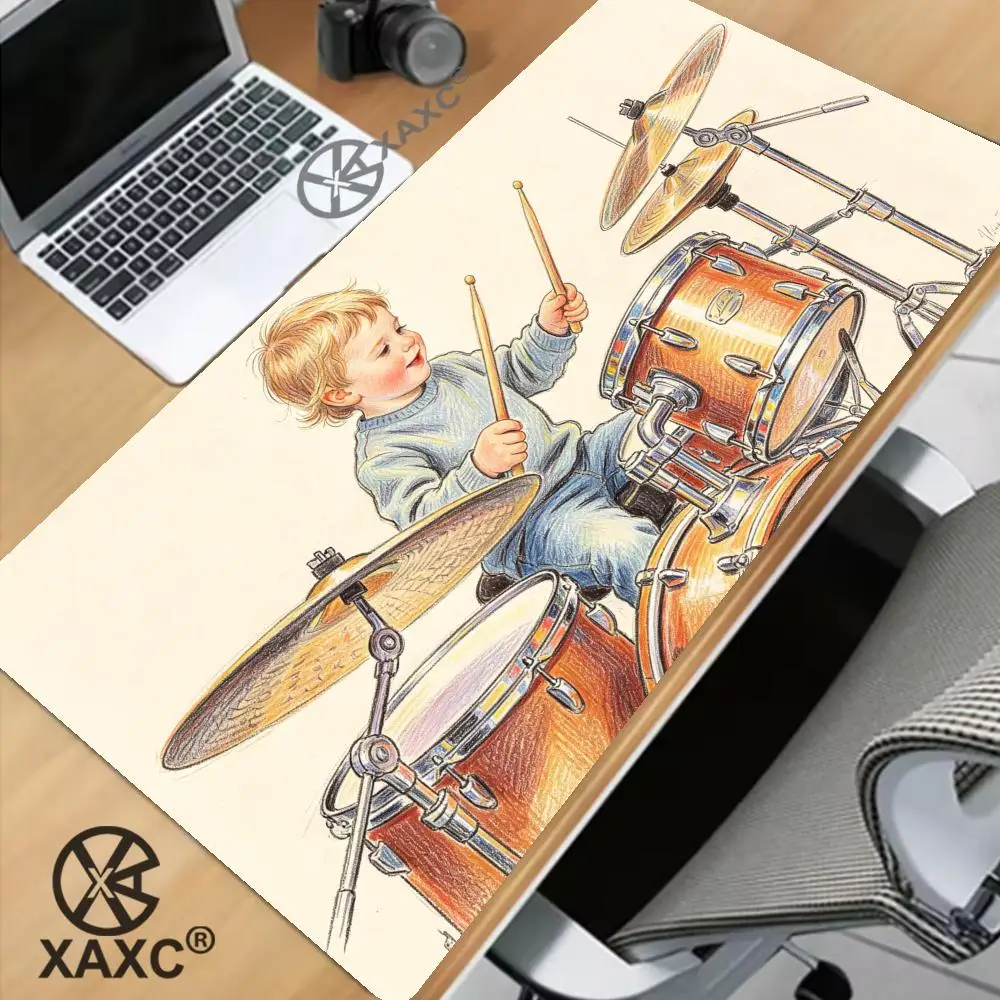 Cute Baby Playing Musical Instruments Mouse Pad, Cartoon Sketch Style Desk Mat, Soft Non-Slip Mousepad for Home Office XAXC