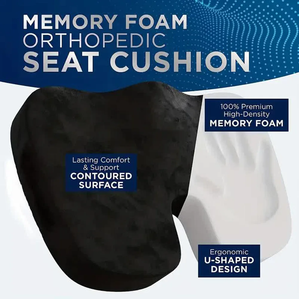 Memory Foam U-Shaped Orthopedic Seat Cushion Hip Support Pad For Travel Car Office Pressure Relief