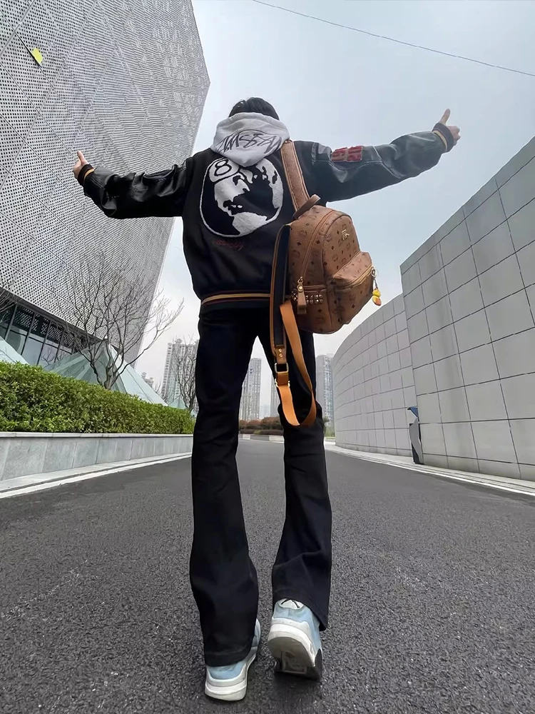 

Мужские джинсы Cleanfit American Sle Bla Fce на подкладке, трендовые прямые расклешенные брюки с прямыми штанинами на осень-зиму